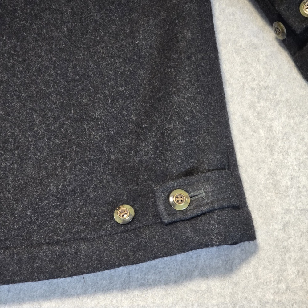 Geo Collection Mens Charcoal Wool Blend Coat L Heavy Winter Professional Classy - Picture 11 of 16